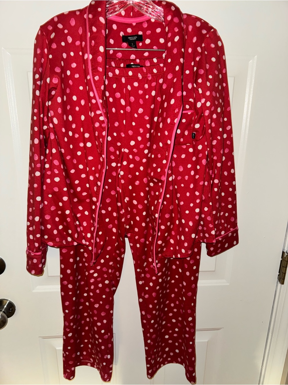 Simply Vera Vera Wang Red Pajama Set with Pink Polka Dots